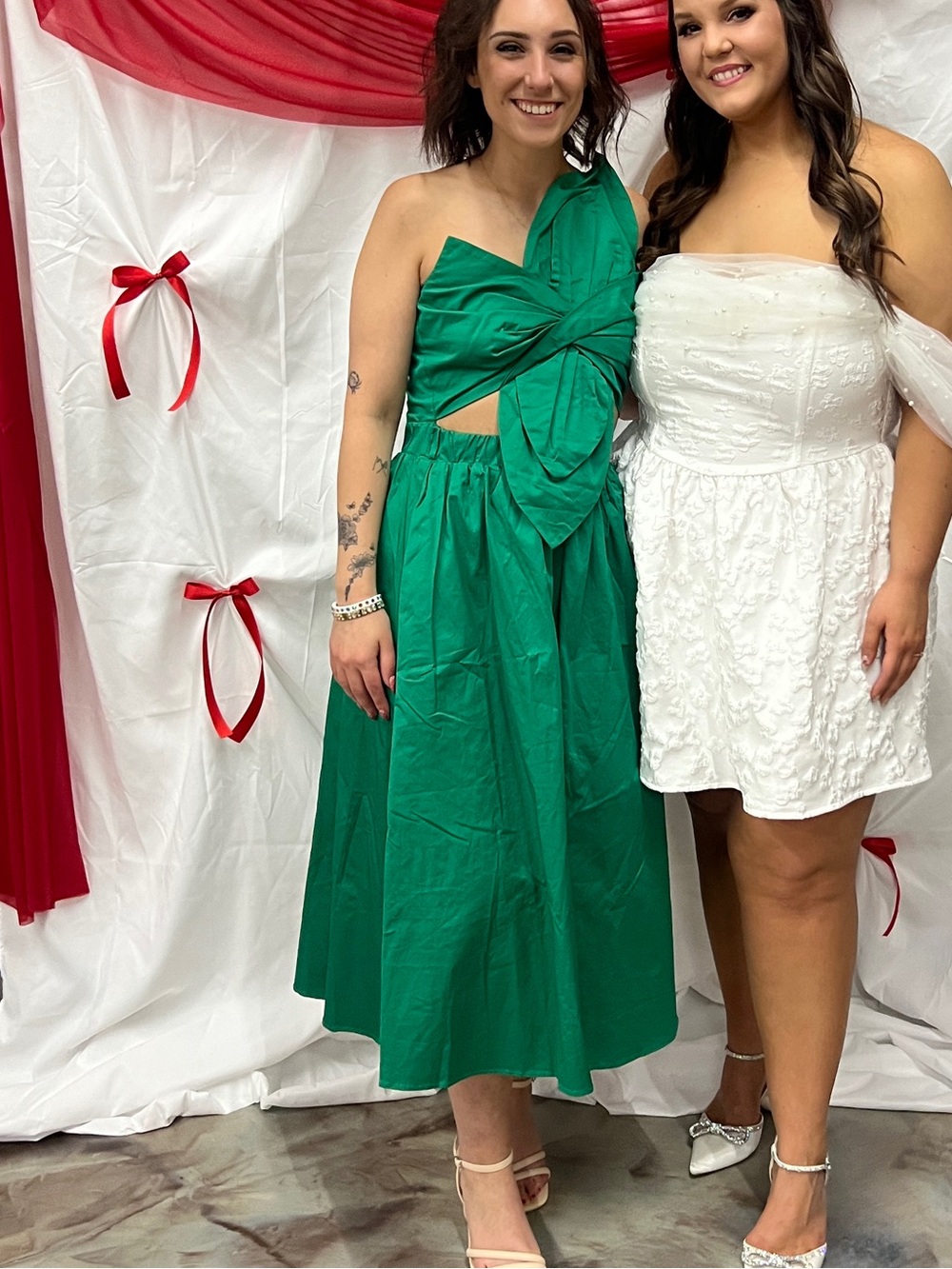 Womens Green Dress with Knot Detail